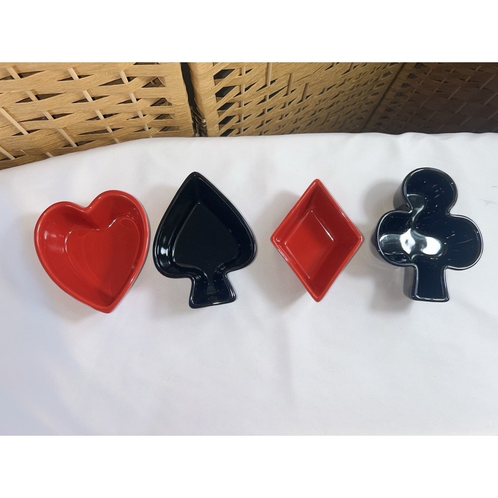 2003 Set of 4 BIA CORDON BLEU Porcelain BRIDGE MIX Snack Dishes Poker Cards